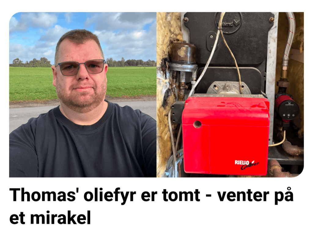 Olíuketill með Riello-brennara. Skjáskot, TV2 Øst